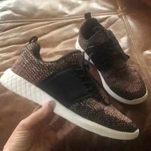 Aldo Multicolor Knit Sneakers with Black Panels and White Sole